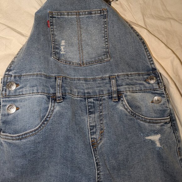 Levi's Girls Red Tab Bib Overalls Size 12 REG Medium Wash Blue Denim - Picture 3 of 5